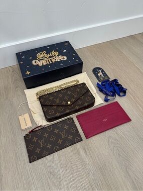 Louis Vuitton Monogram Crossbody Pochette with Fuchsia Insert